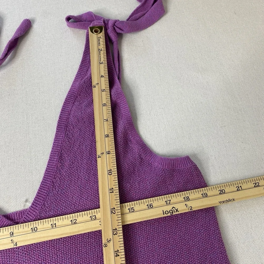 Free People Beach Purple Knit V-Neck Tie Strap Sweater Tank‎ Top Women's Large